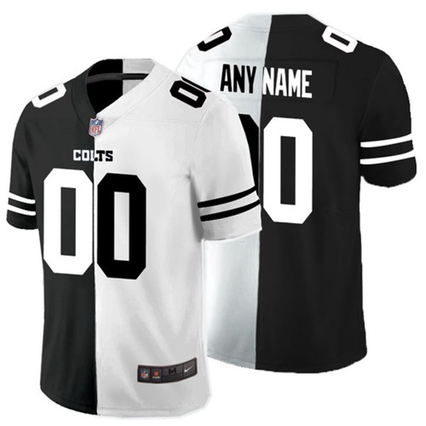 Men's Indianapolis Colts ACTIVE PLAYER Custom Black White Split Limited Stitched Jersey